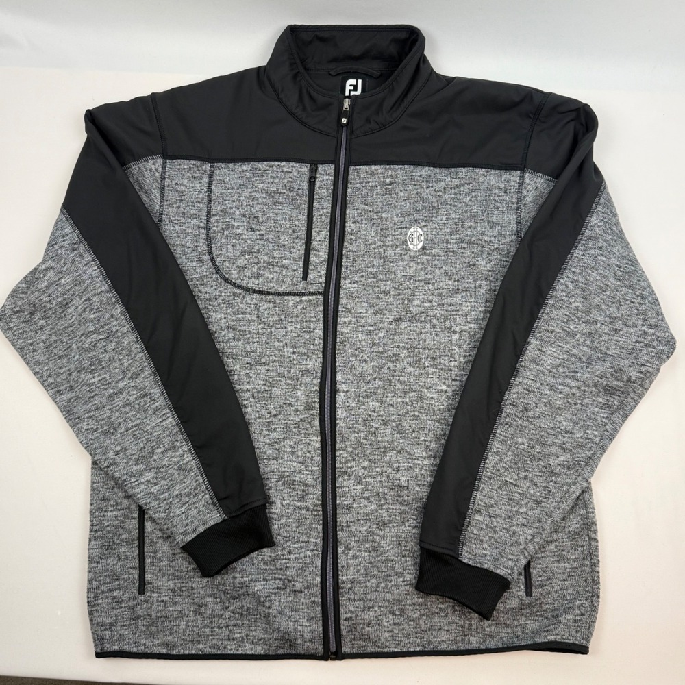FootJoy Mens Large Full Zip Golf Jacket Grey Black Druid‎ Hills Golf Club 24579